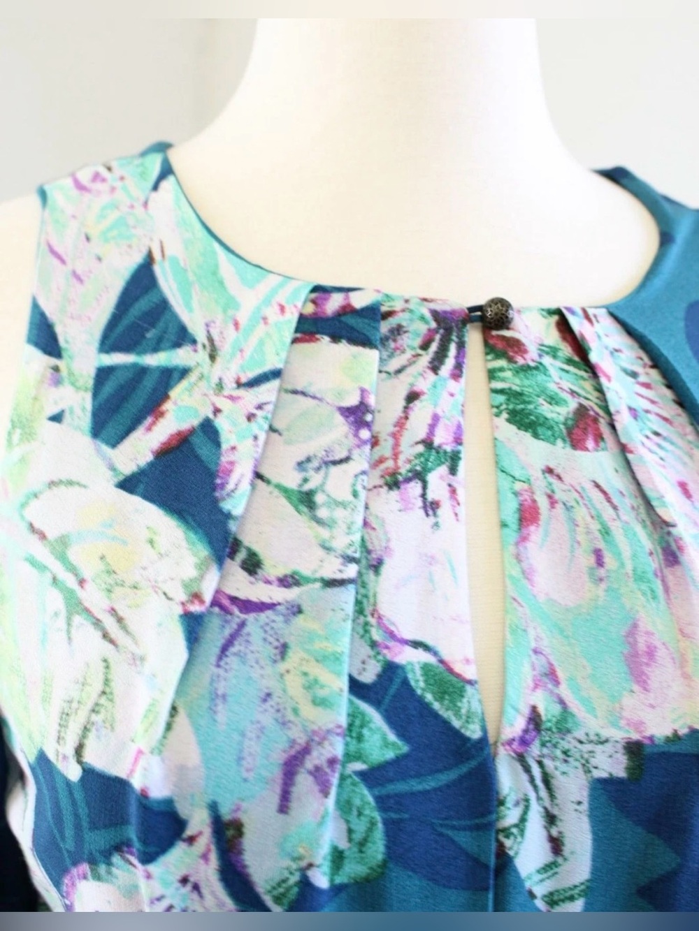 Maeve Teal Floral Cold-Shoulder Midi Dress - Picture 7 of 10